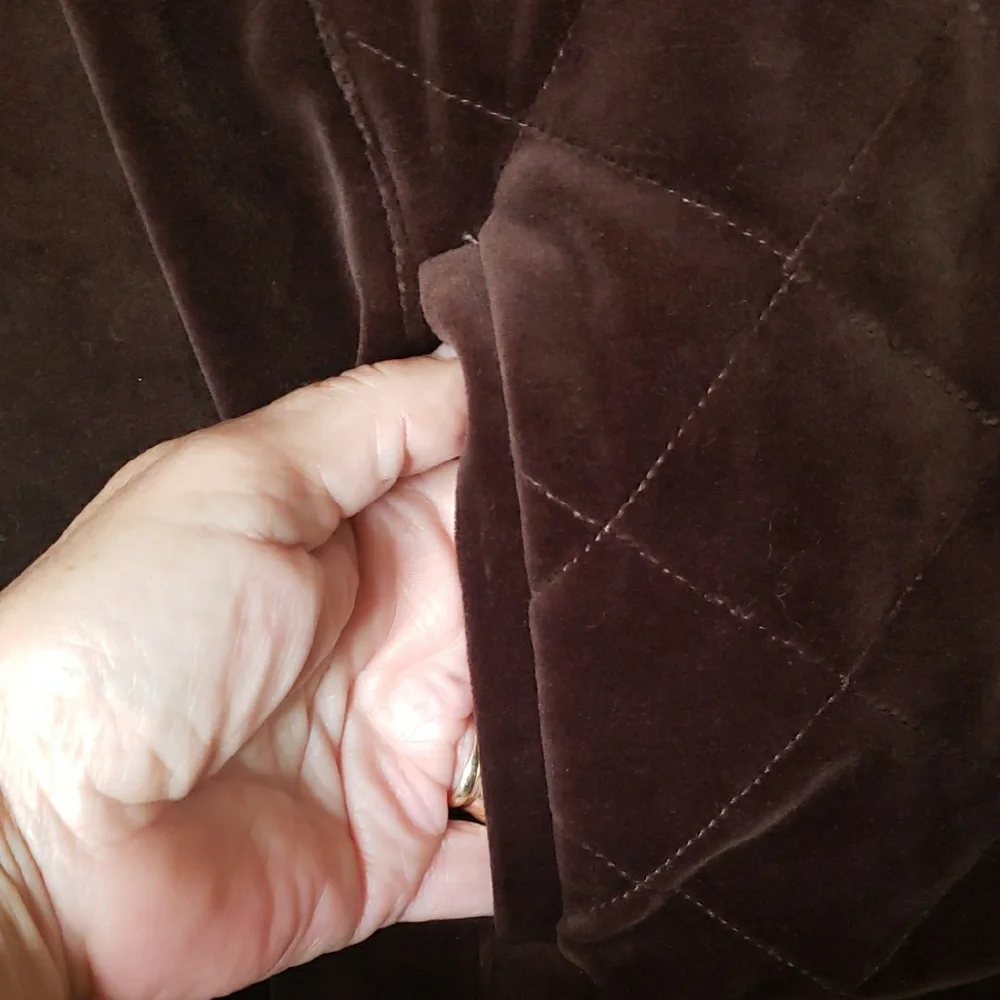LAUREN Ralph Lauren Brown Quilted Bomber Jacket Velvet,SIZE M - Picture 4 of 10